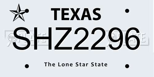 SHZ2296 Texas License Plate