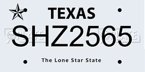 SHZ2565 Texas License Plate