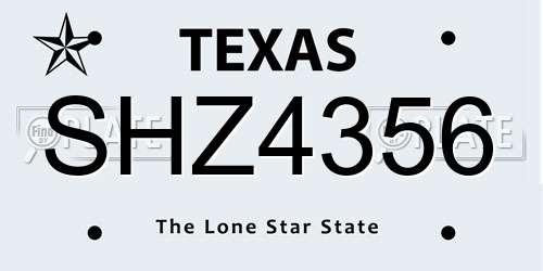 SHZ4356 Texas License Plate
