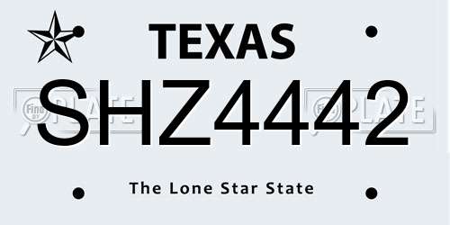 SHZ4442 Texas License Plate