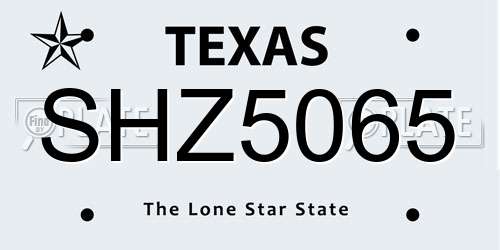 SHZ5065 Texas License Plate