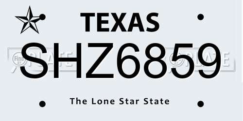 SHZ6859 Texas License Plate