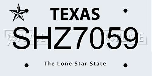 SHZ7059 Texas License Plate