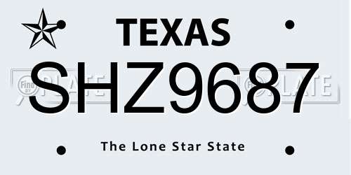 SHZ9687 Texas License Plate