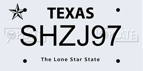 SHZJ97 Texas License Plate