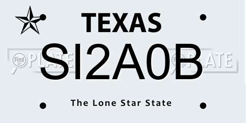 SI2A0B Texas License Plate