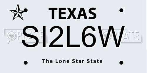 SI2L6W Texas License Plate