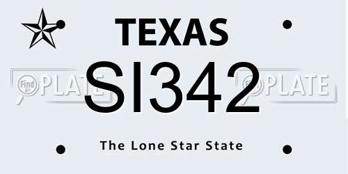 SI342 Texas License Plate