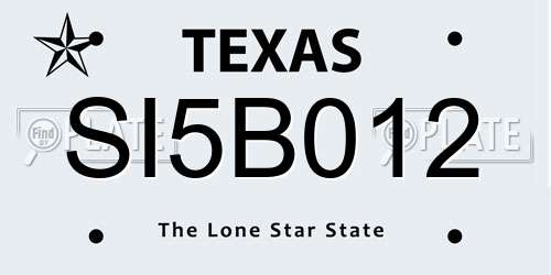 SI5B012 Texas License Plate