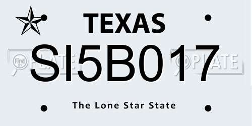 SI5B017 Texas License Plate