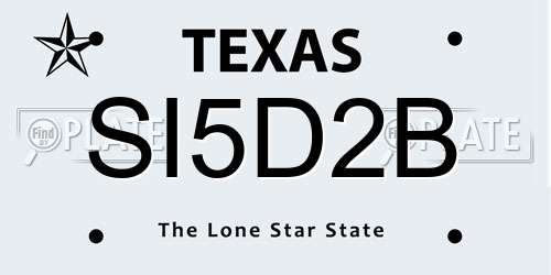 SI5D2B Texas License Plate