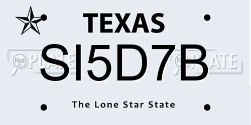 SI5D7B Texas License Plate
