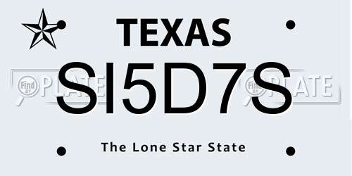 SI5D7S Texas License Plate