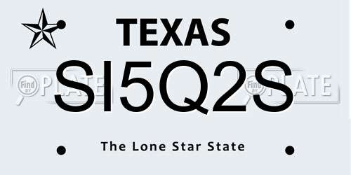SI5Q2S Texas License Plate