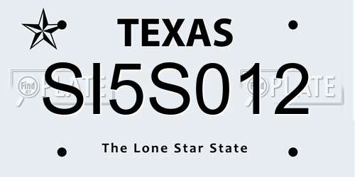 SI5S012 Texas License Plate