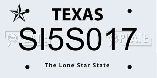 SI5S017 Texas License Plate
