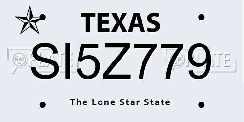 SI5Z779 Texas License Plate