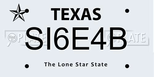 SI6E4B Texas License Plate