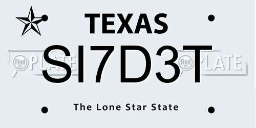 SI7D3T Texas License Plate