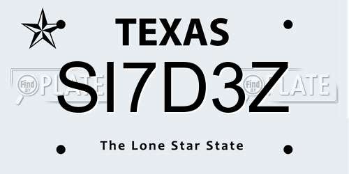 SI7D3Z Texas License Plate