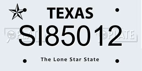SI85012 Texas License Plate