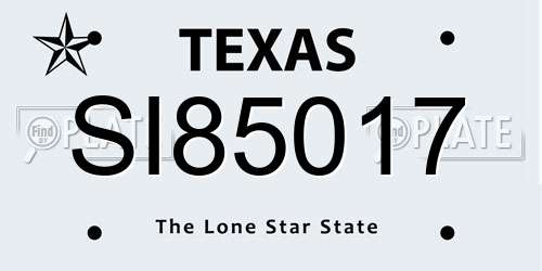 SI85017 Texas License Plate
