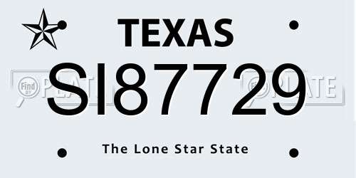 SI87729 Texas License Plate