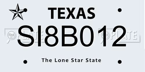 SI8B012 Texas License Plate