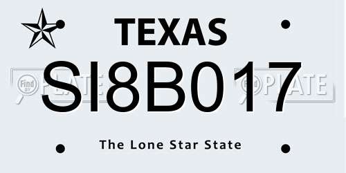 SI8B017 Texas License Plate