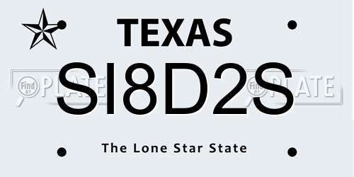 SI8D2S Texas License Plate