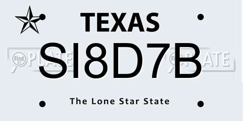 SI8D7B Texas License Plate