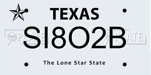 SI8O2B Texas License Plate