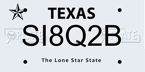 SI8Q2B Texas License Plate