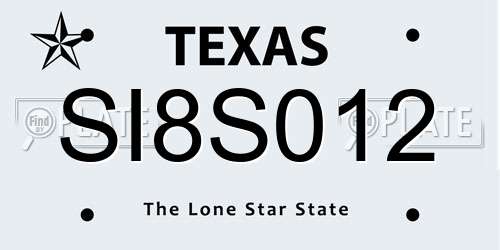 SI8S012 Texas License Plate