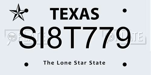 SI8T779 Texas License Plate