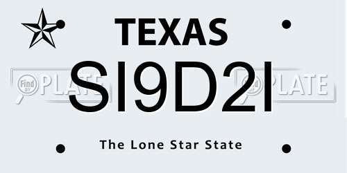 SI9D2I Texas License Plate