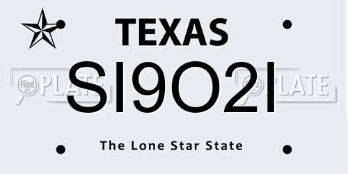 SI9O2I Texas License Plate