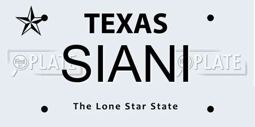 SIANI Texas License Plate