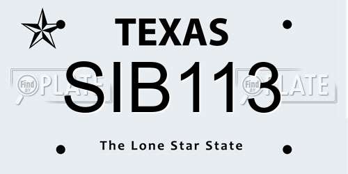 SIB113 Texas License Plate
