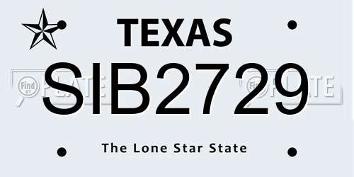 SIB2729 Texas License Plate