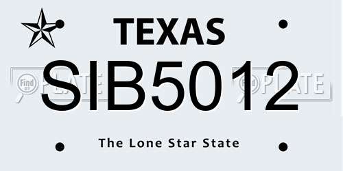 SIB5012 Texas License Plate