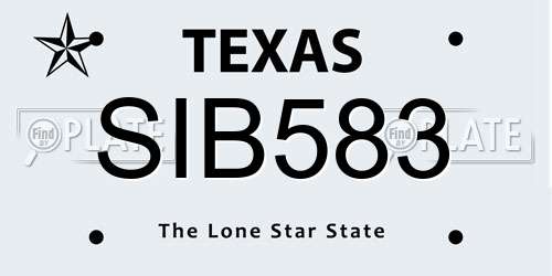 SIB583 Texas License Plate
