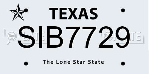 SIB7729 Texas License Plate