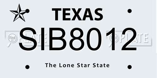 SIB8012 Texas License Plate