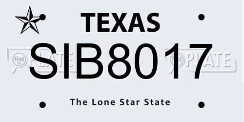 SIB8017 Texas License Plate