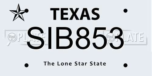 SIB853 Texas License Plate
