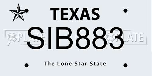 SIB883 Texas License Plate