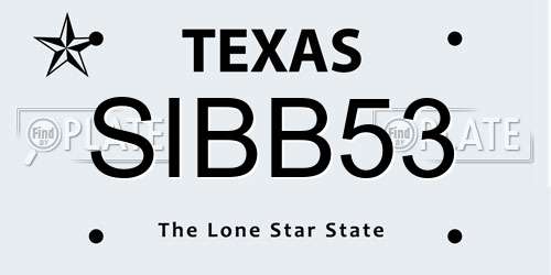 SIBB53 Texas License Plate