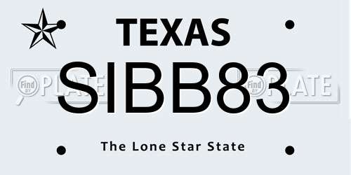 SIBB83 Texas License Plate