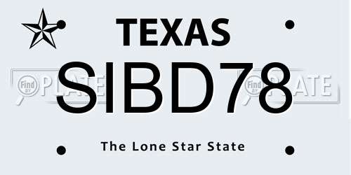 SIBD78 Texas License Plate